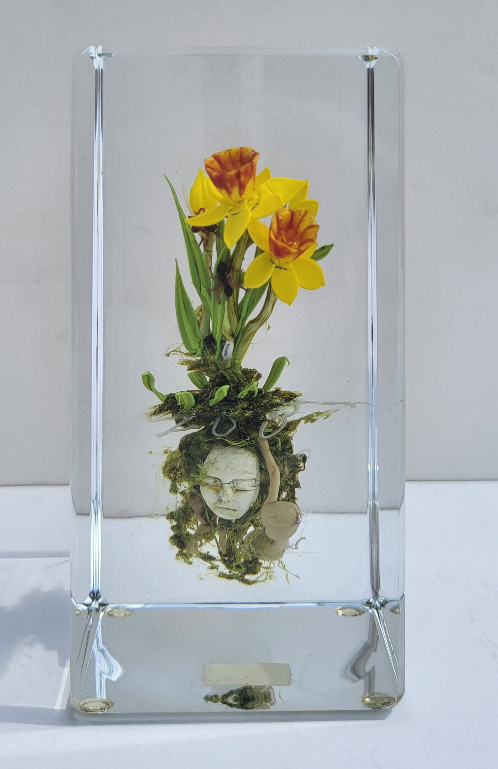 Large Paul Stankard 5.25 X 2.5 X 2.5 Inch Floral Studio Art Glass Paperweight Sculpture Signed (1 of 7)