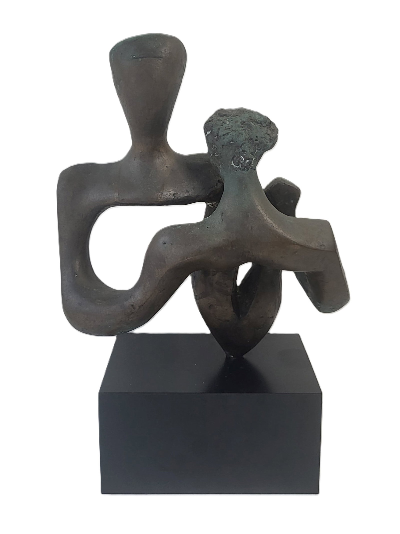 Mystery Heavy Bronze Semi Abstract Sculpture MCM Statue Biomorphic Nude Couple Dance Figures 17: Mystery Heavy Bronze Semi Abstract Sculpture MCM Statue Biomorphic Nude Couple Dance Figures 17 Inches Overall Over 30 Lbs, 17 X 11.5 X 5 inch bronze portion, black plinth base, overall dimensions 17 