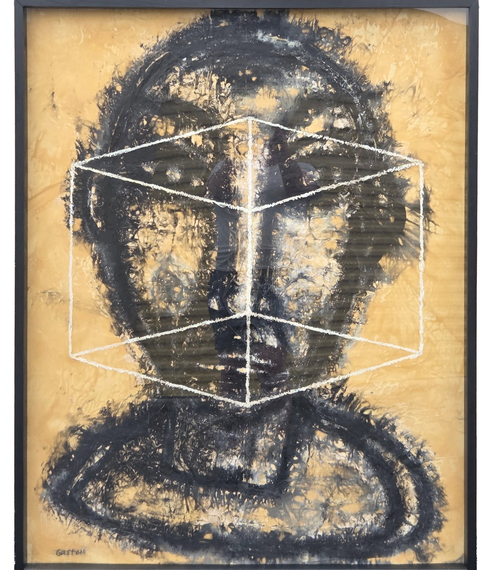 Denis Gaston Portrait Original Mixed Media Under Glass 48 X 38 inches: Denis Gaston Portrait Original Mixed Media Under Glass 48 X 38 inches. PLEASE SEE SHIPPING BELOW. Frame measures 49.5 X 39.5 X 3 inches. Signed lower left.Provenance: Property of a family trust of a T