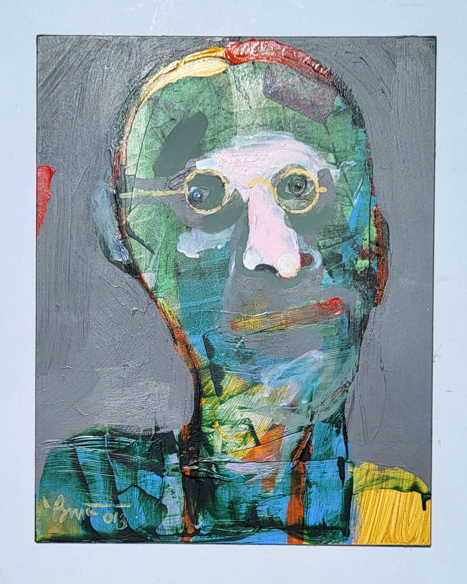 Rick Bartow 2013 4 PM Self 66 Painting Native American Froelick Gallery Label 14 X 11 Inches (1 of 2)