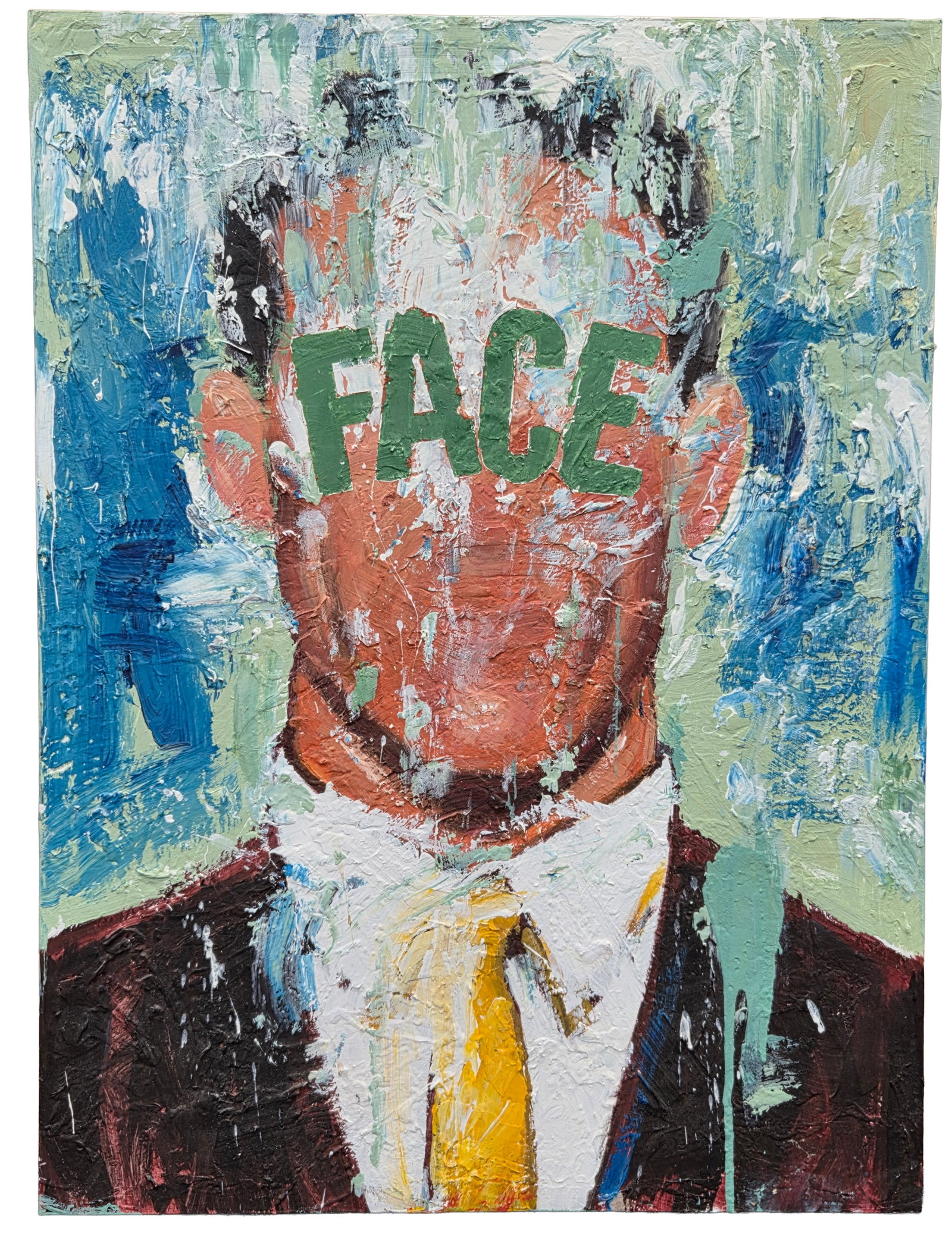 James Michaels Face II Portrait 1999 Acrylic on Canvas 40 X 30 X 1.5 inches: James Michaels Face II Portrait 1999 Acrylic on Canvas 40 X 30 X 1.5 inches. PLEASE SEE SHIPPING BELOW. Unframed. Inscribed canvas verso.Provenance: Property of a family trust of a Tampa Bay executive