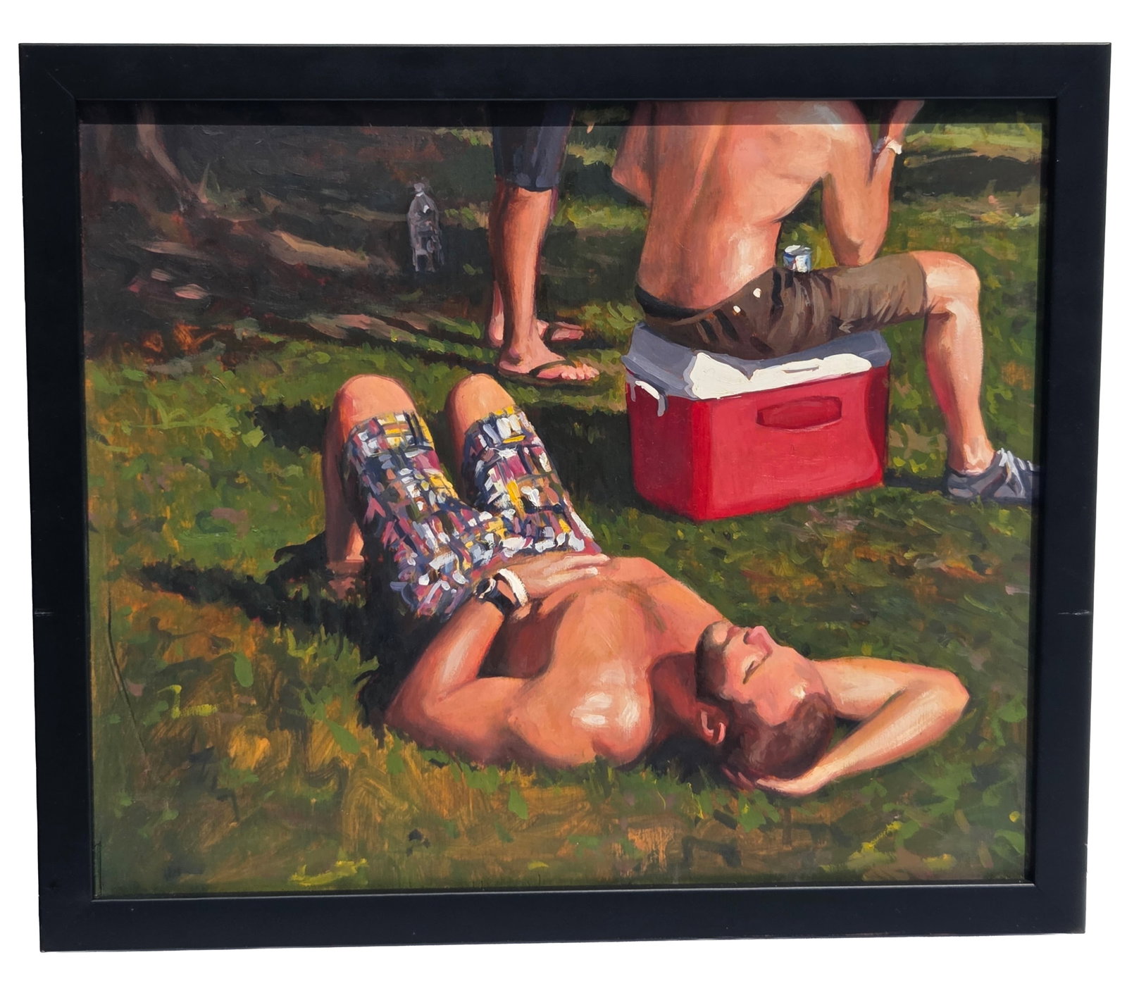 Danny Keith Male Genre Oil Painting on Panel 11.25 X 13.5 inches Pulliam Gallery Label: Danny Keith Male Genre Oil Painting on Panel 11.25 X 13.5 inches Pulliam Gallery Label. PLEASE SEE SHIPPING BELOW. Frame measures 12.75 X 15 X 1 inch. Signed and dated 2009 verso. Pulliam Gallery labe