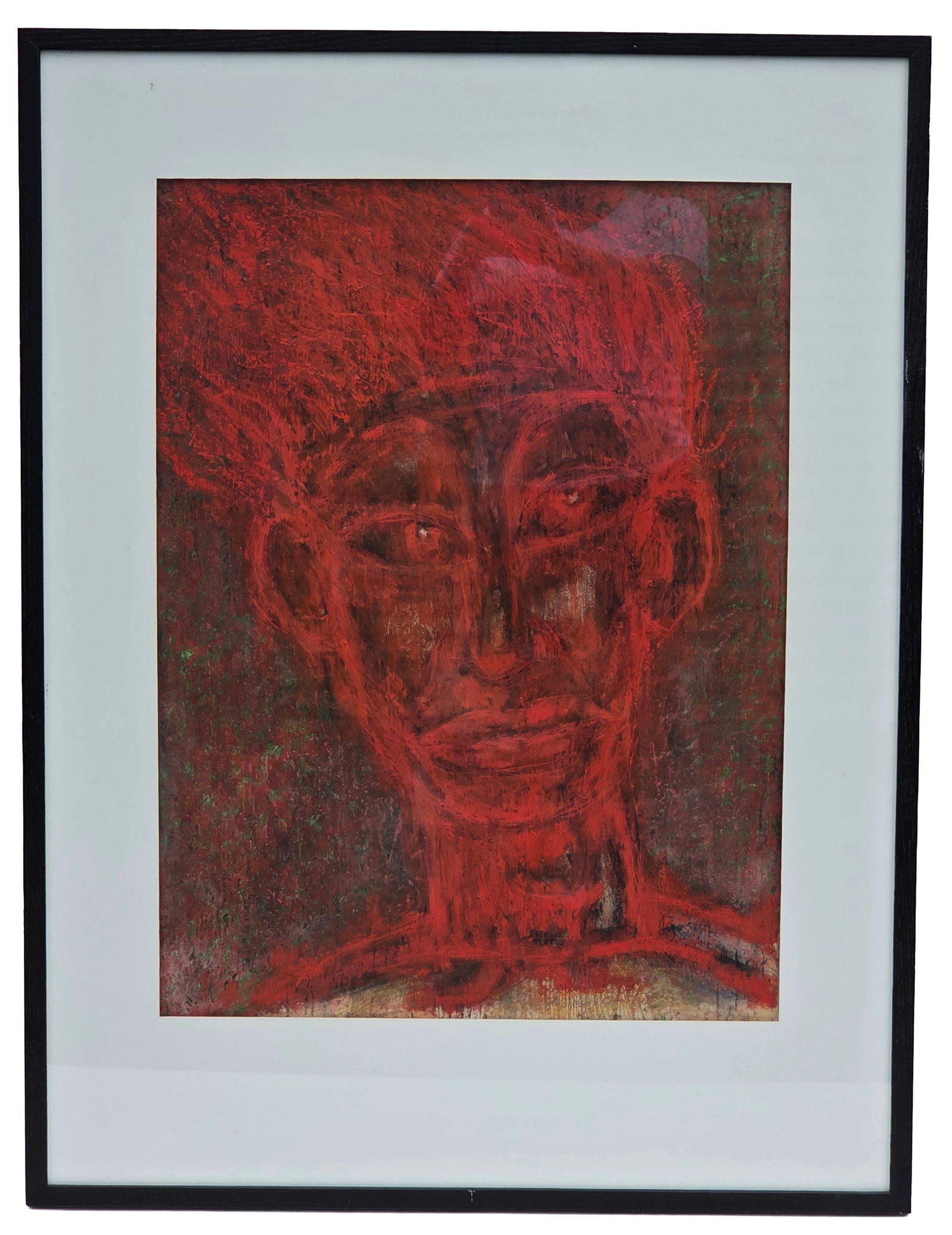 Denis Gaston Signed 1997 Portrait Oil Painting on Cardboard Immolation 29.5 X 21.75 inches Site Line: Denis Gaston Signed 1997 Portrait Oil Painting on Cardboard Immolation 29.5 X 21.75 inches Site Line. PLEASE SEE SHIPPING BELOW. Frame measures 41.25 X 31.25 X 1.5 inches. Signed lower right. Inscribe