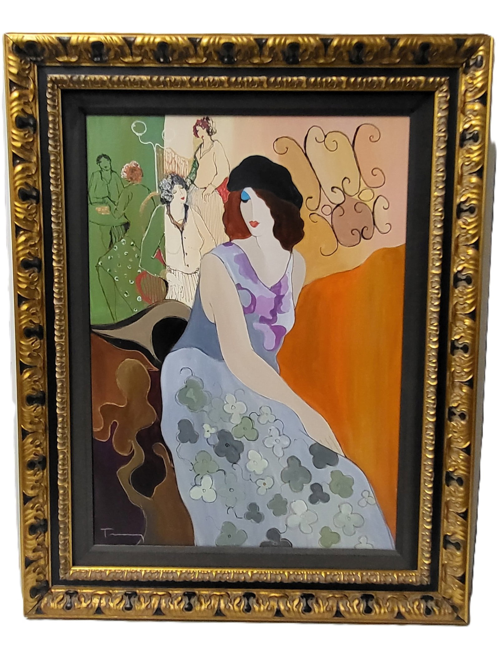 Itzchak Tarkay Original 2006 Painting Lauren Reflects No2 36 X 26 Inches Park West Appraisal: Itzchak Tarkay Original 2006 Painting Lauren Reflects No2 36 X 26 Inches Park West Appraisal, 47 X 37.25 X 2 inches framed, acrylic on canvas, signed lower left, two labels verso including barcode inv