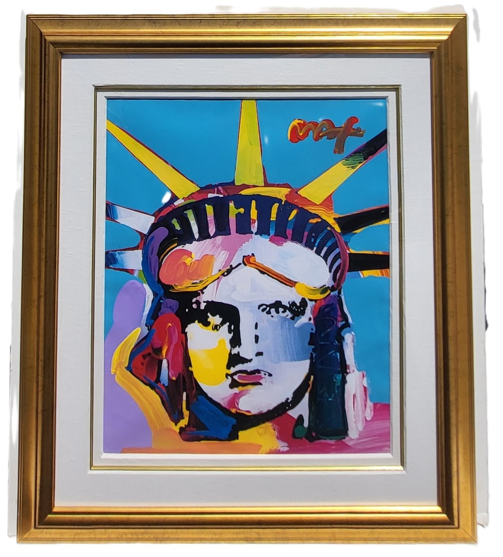 Large Peter Max Liberty Painting And Lithograph Mixed Media Or Blend 29 X 23.25 Inches Sight Pop Art (1 of 4)