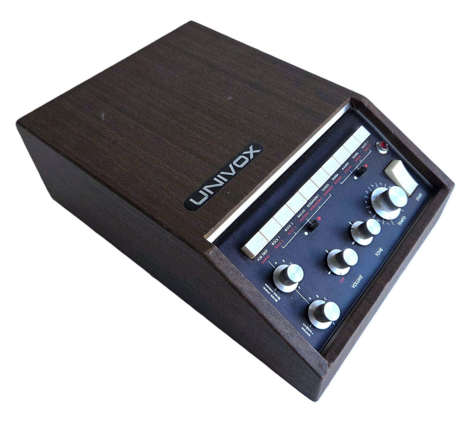 Vintage Univox Drum Machine: Vintage Univox Drum Machine. Our online research indicates this is an analog SR55. Not tested, updated possible by September 18th. Measures 13.5 X 9.25 X 4.5 inches. Provenance: Property of a Florida 