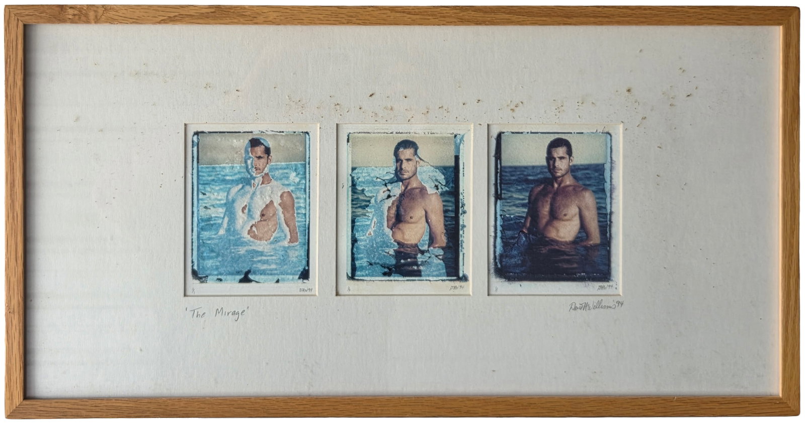 David Henry WIlliams Signed Polaroid Transfer Photograph 3 Male Nude The Mirage: David Henry WIlliams Signed Polaroid Transfer Photograph 3 Male Nudes The Mirage. PLEASE SEE SHIPPING BELOW. Pencil signed and dated 94 lower right, titled The Mirage lower left. Each individual image