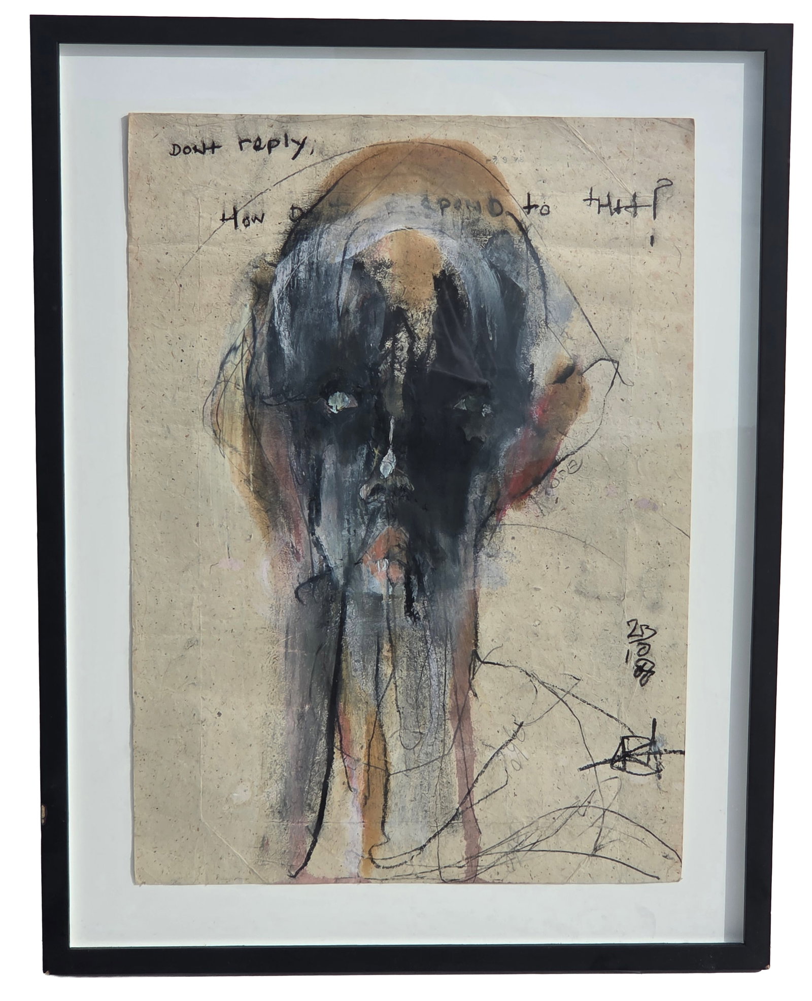 Kris Hargis Dont Reply Abstract Portrait Conte Crayon Grease Pencil Colored Pencil Oil Painting: Kris Hargis Dont Reply Abstract Portrait Conte Crayon Grease Pencil Colored Pencil Oil Painting Froelick Gallery Label. Monogram signature lower right. Froelick Gallery label verso. Sheet measures 22 