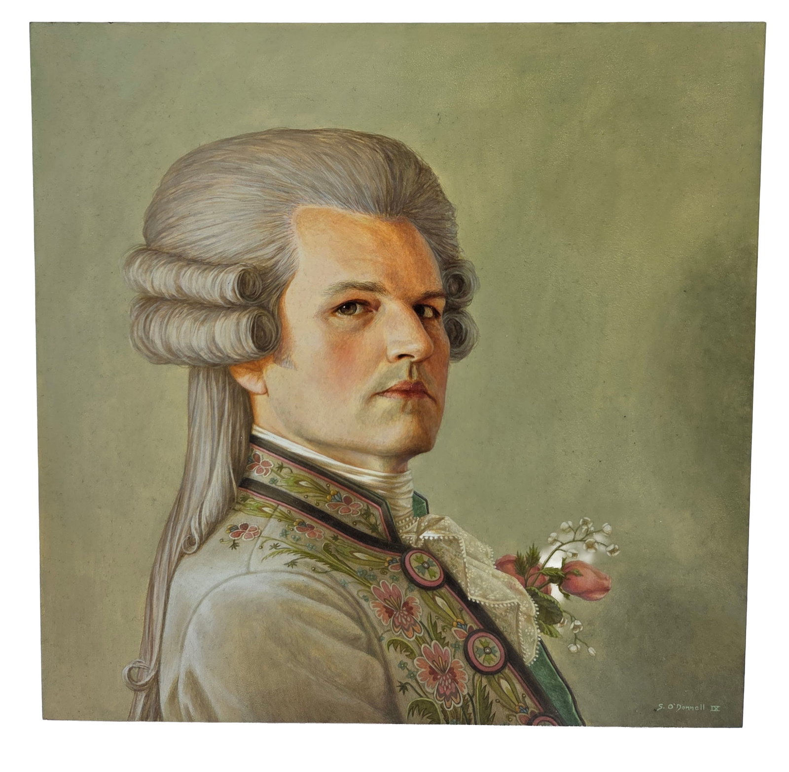Stephen ODonnell Monsieur le Prince Portrait 2009 Acrylic Painting on Panel Froelick Gallery Label: Stephen ODonnell Monsieur le Prince Portrait 2009 Acrylic Painting on Panel Froelick Gallery Label. Measures 12 X 12 X 2 inches. Signed and dated IX lower right. Froelick Gallery label verso. Unframed