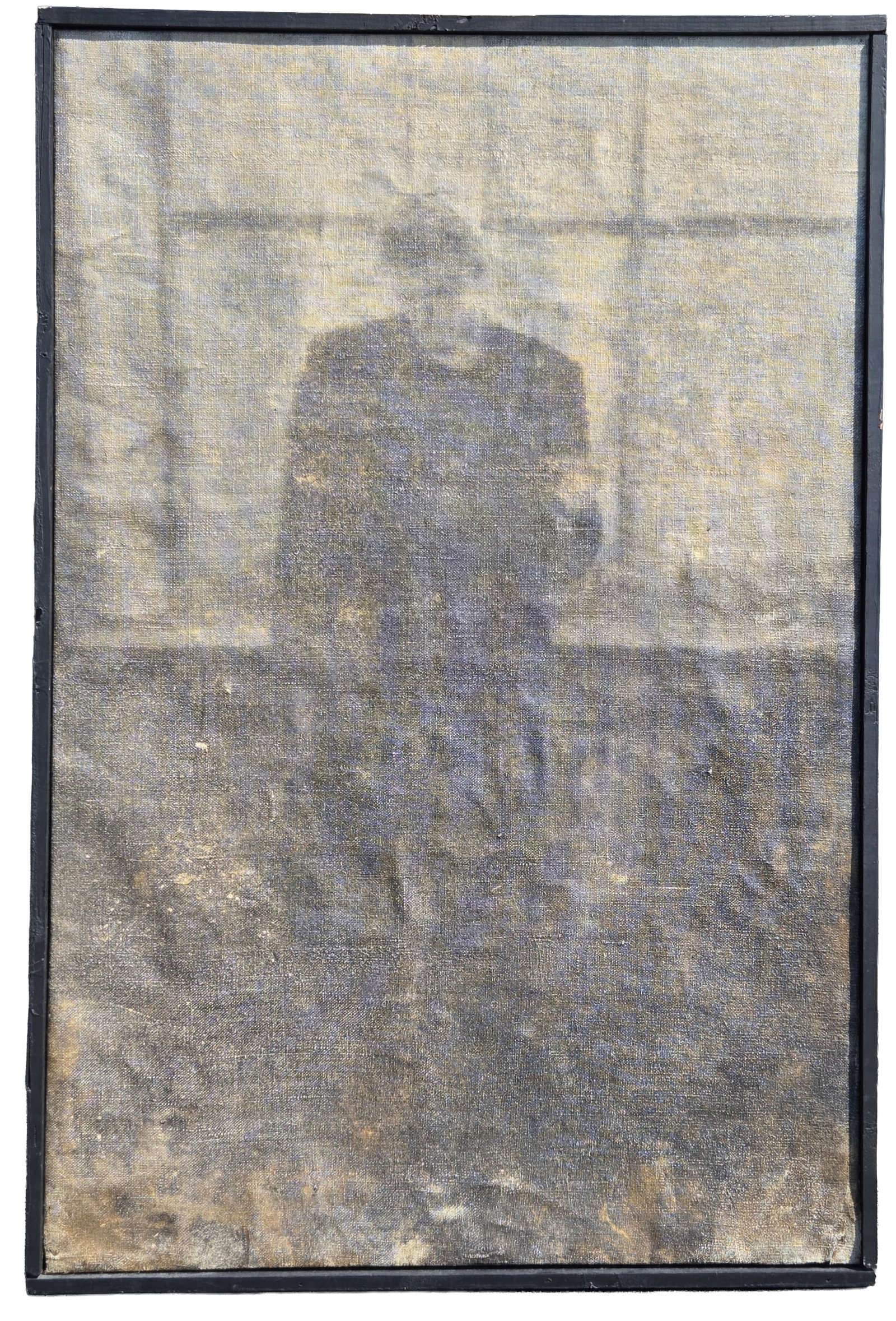 Large B.G.B. Kenney 1996 Male Figure at Window Oil Painting on Canvas 62 X 40.5 inches: Large B.G.B. Kenney 1996 Male Figure at Window Oil Painting on Canvas 62 X 40.5 inches. PLEASE SEE SHIPPING BELOW. Frame measures 63 X 42 X 3.5 inches.Provenance: Property of a family trust of a Tampa