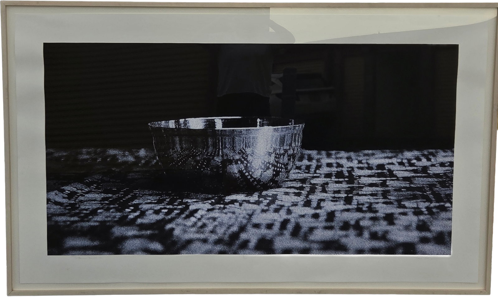 Large Black White Photo Print Pattern Bowl II 38 X 64 inches Sheet: Large Black White Photo Print Pattern Bowl II 38 X 64 inches Sheet. Frame measures 41.5 X 67.5 X 1 .5 inches. Signed illegibly lower right. Numbered 7/20 lower center. Titled Pattern Bowl II lower lef
