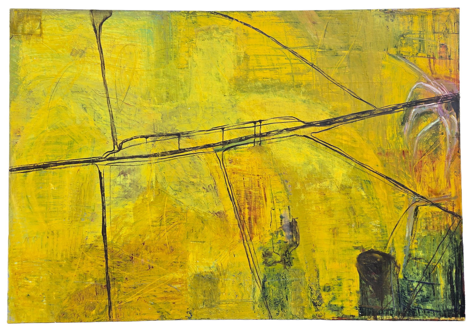 Extra Large Abstract Claudio Tschopp 2003 Oil and Oilstick Painting on Canvas 58 X 84 inches: Extra Large Abstract Claudio Tschopp 2003 Oil and Oilstick Painting on Canvas 58 X 84 inches. PLEASE SEE SHIPPING BELOW. Unframed. Signed and dated 03 lower right. Rear label.Provenance: Property of a