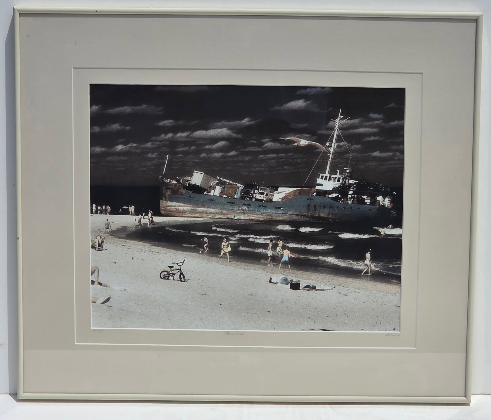 Norm Darwish Limited Edition Original Hand Colored Photograph Print 15 X 19 inches Site Line: Norm Darwish Limited Edition Original Hand Colored Photograph Print 15 X 19 inches Site Line. Frame measures 24.5 X 28.25 X 1 inch. Signed lower right, titled Beached lower center, numbered 2/250 lowe