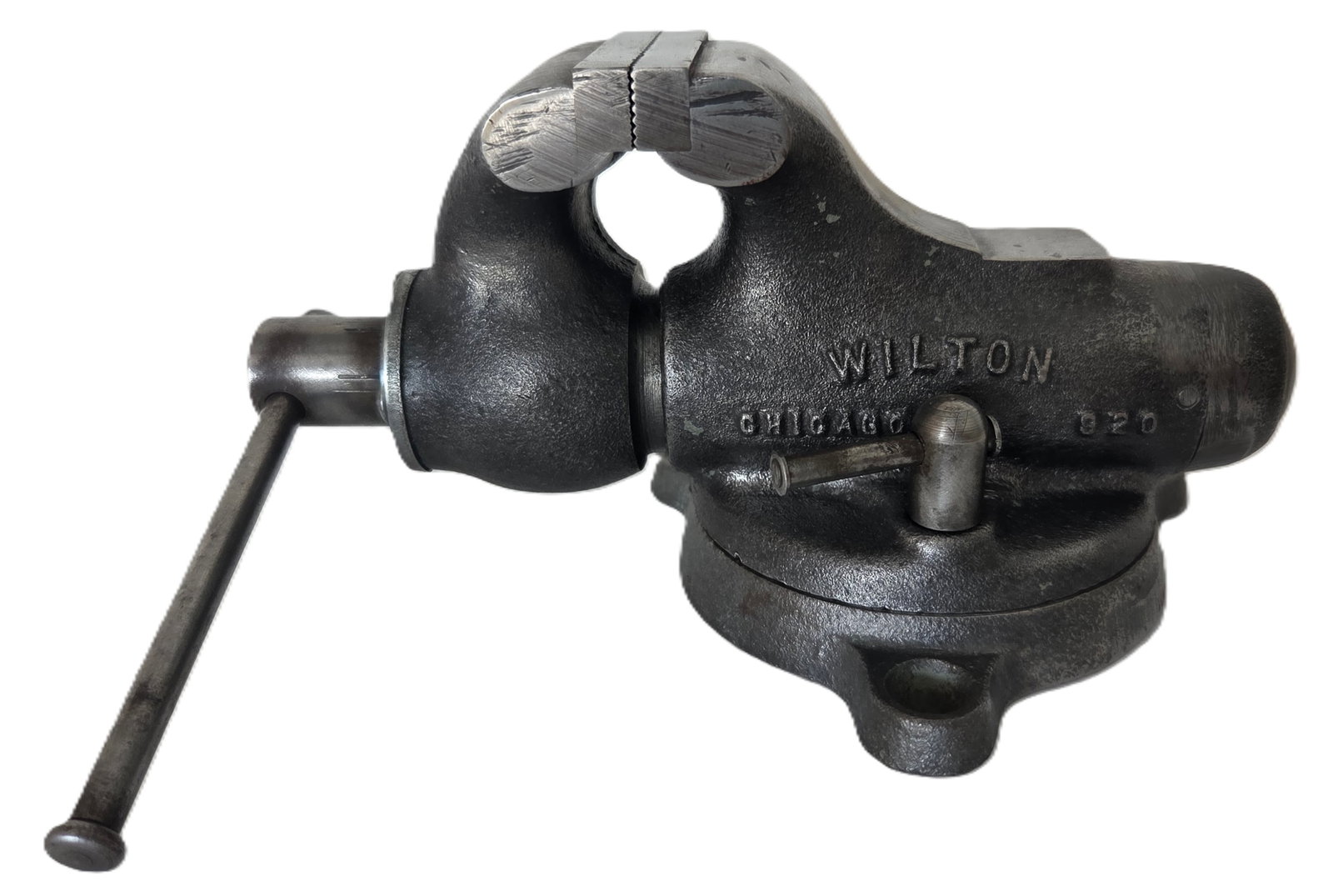 Wilton Chicago Bullet Bench Vise: Wilton Chicago Bullet Bench Vise. Measures 7 X 4.5 inches and 3.5 inches tall. Provenance: Property of a Florida Gulf Coast funeral industry professional who in their spare time and later retirement