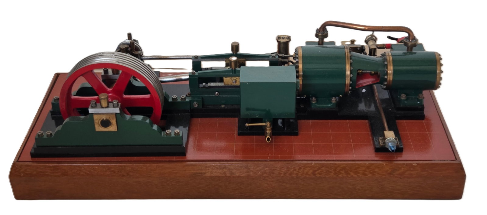 Stationary Horizontal Live Steam Engine Model: Stationary Horizontal Live Steam Engine Model. Measures 22 X 10 inches and 6.5 inches tall. Provenance: Property of a Florida Gulf Coast funeral industry professional who in their spare time and later
