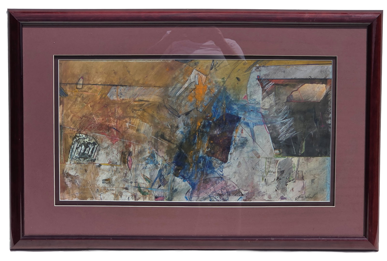 Lana Wilson Signed Abstract Pastel Painting 15 X 29 inches Site Line: Lana Wilson Signed Abstract Pastel Painting 15 X 29 inches Site Line. PLEASE SEE SHIPPING BELOW. Frame measures 26 X 40 X 1.5 inches. Signed lower right. Provenance: Property of a family trust of a