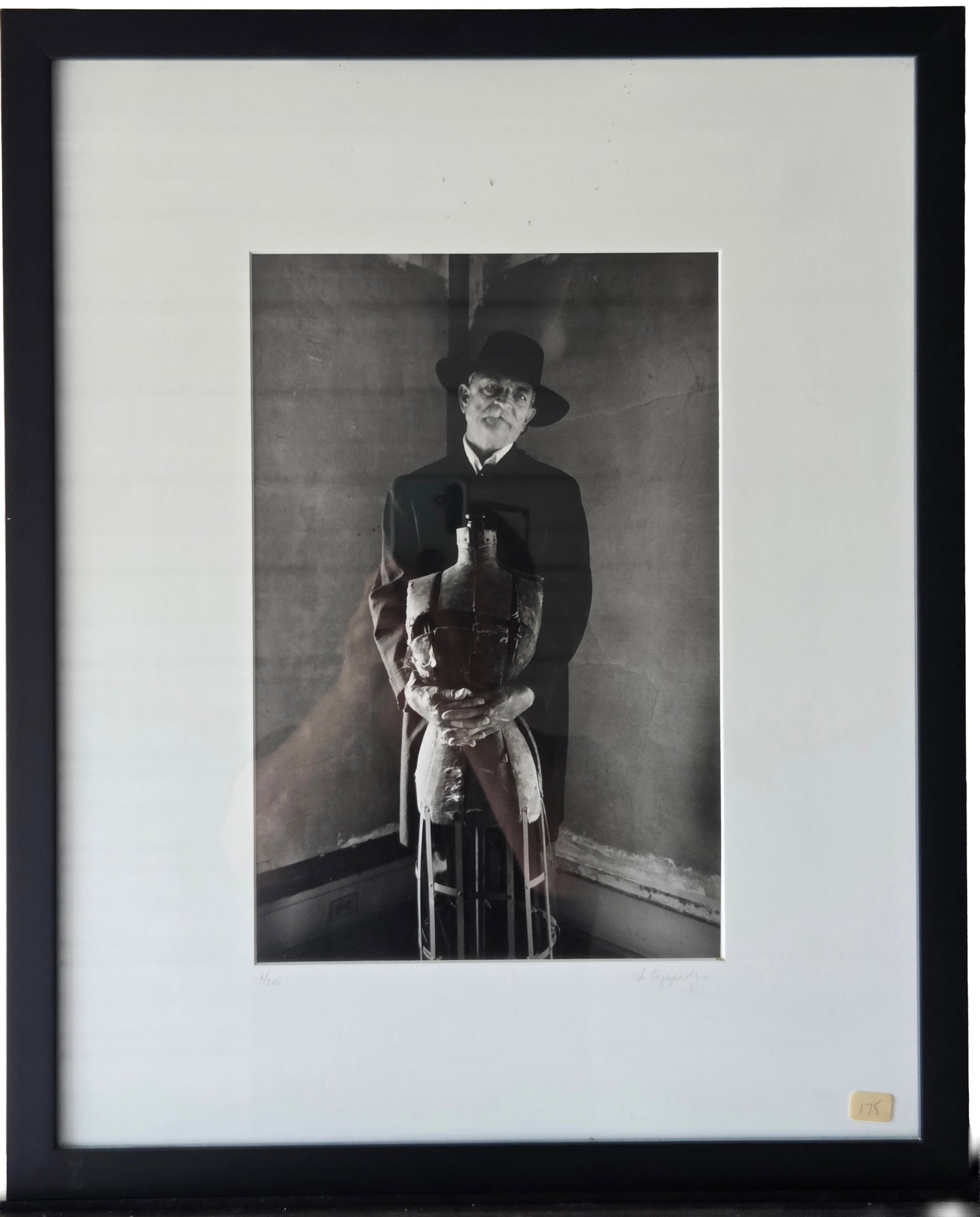 Laurie Coppedge Signed Numbered BW Photograph Man Dressform 12.75 X 8.5 inches Site Line Galinsky: Laurie Coppedge Signed Numbered Black and White Photograph Man with Dressform 12.75 X 8.5 inches Site Line Galinsky House Label. PLEASE SEE SHIPPING BELOW. Pencil Signed L Coppedge lower right on mat,