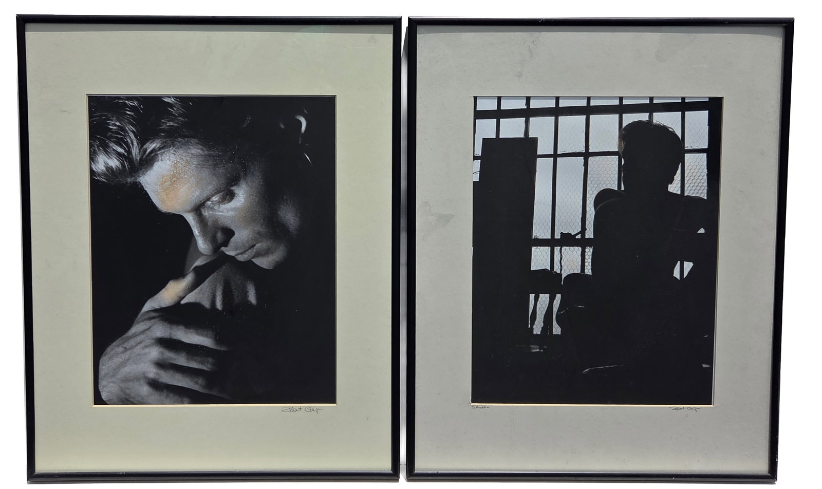 Lot 2 Robert Geiger Signed Male Figure Black and White Photographs: Lot 2 Robert Geiger Signed Male Figure Black and White Photographs. Both are signed lower right on mat. One is also titled Silhouette lower left. Provenance: Property of a family trust of a Tampa Bay 