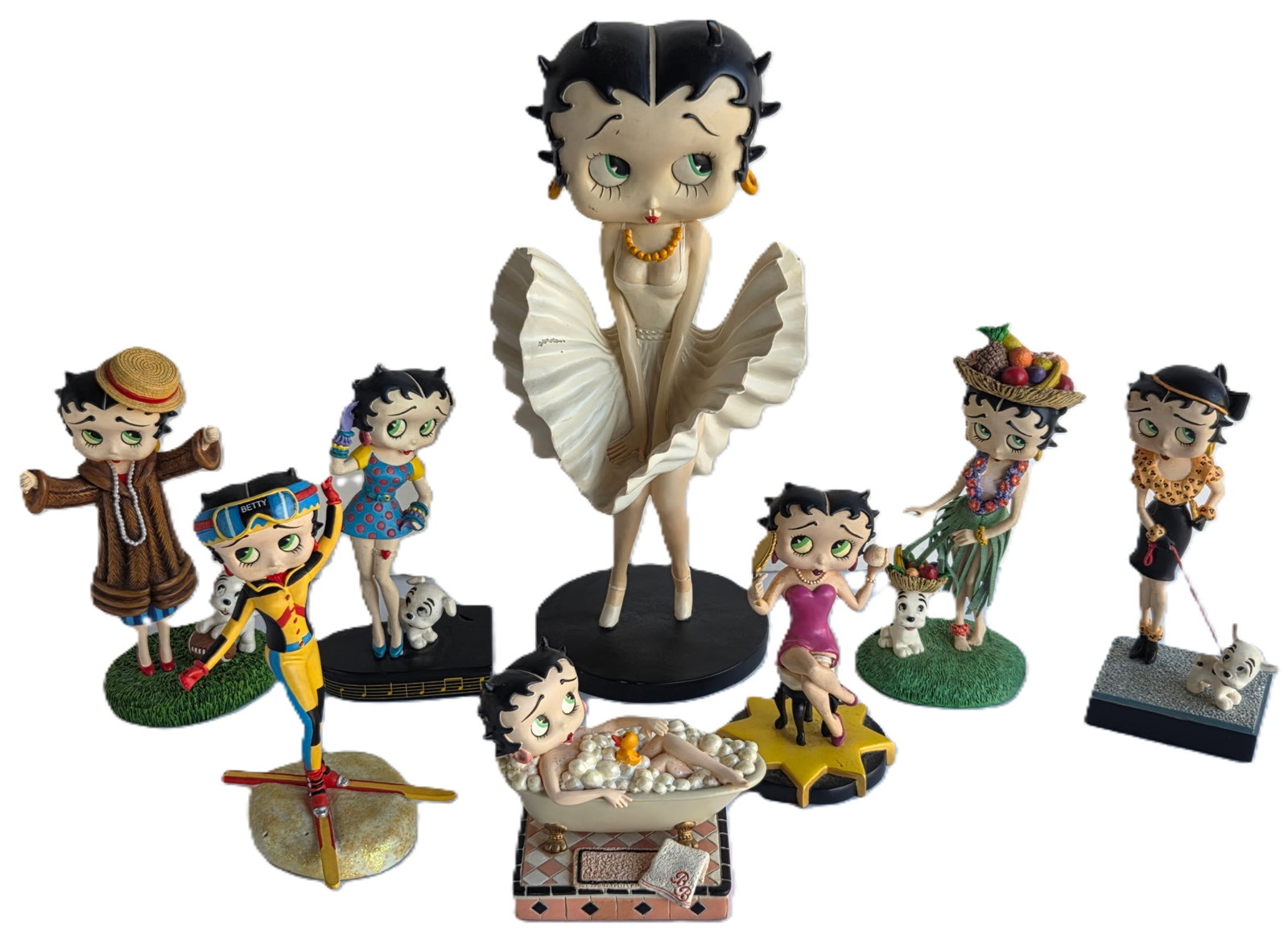 Fabulous 8pc Betty Boop Figurine Collection Including 13 inch Marilyn Monroe Pose PLus Bubble Bath (1 of 13)