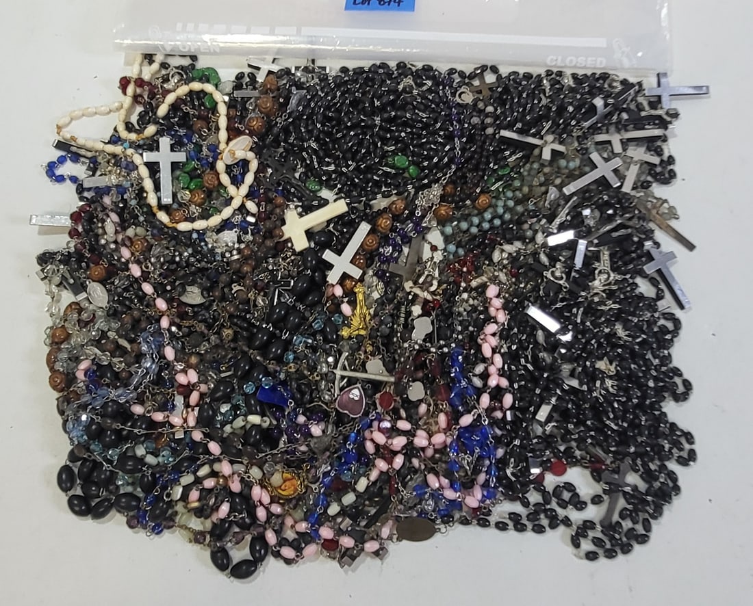 Estate Costume Jewelry Massive Vintage Christian Incl Catholic Church Rosary Prayer Beads Religious (1 of 2)