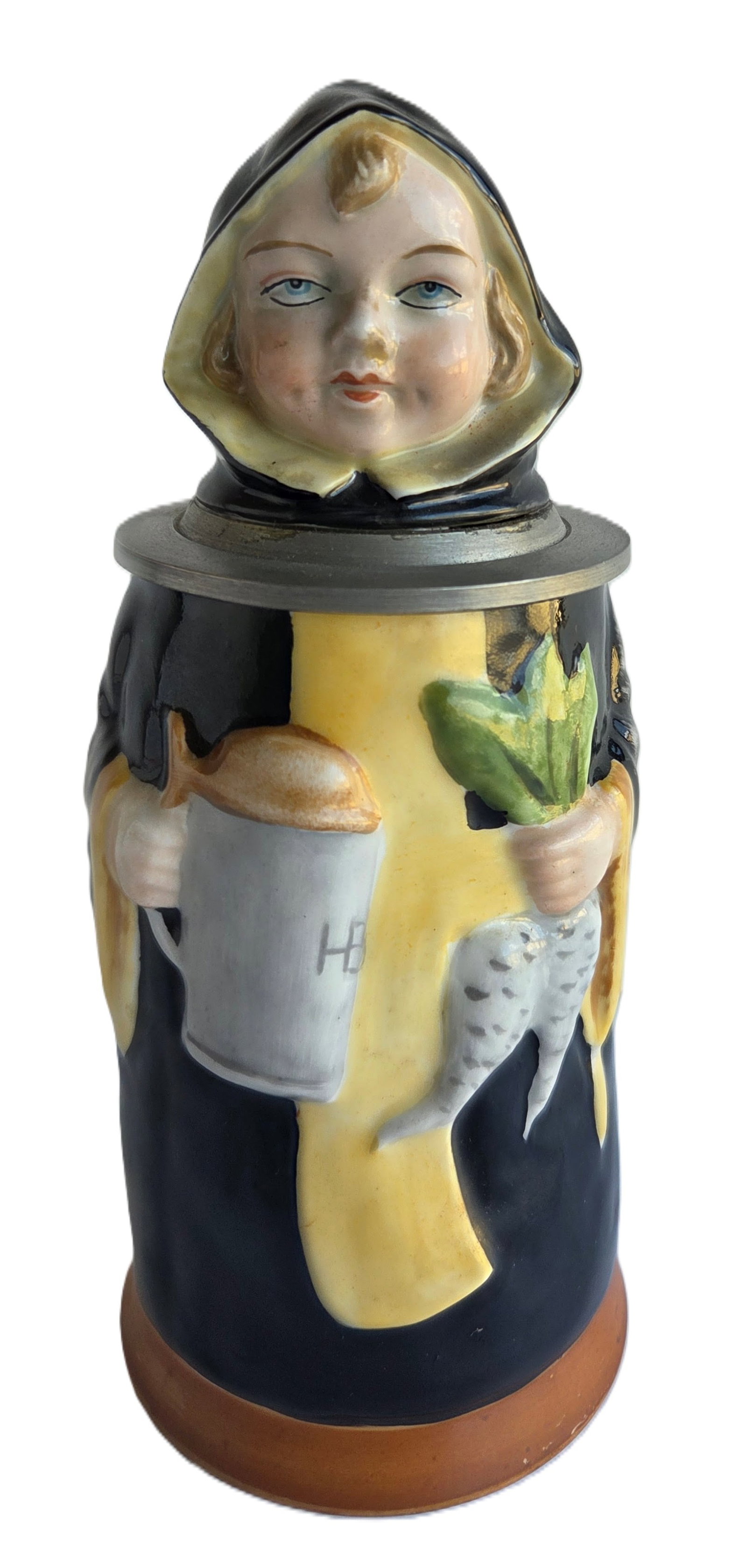 Vintage Wilhelm Rittirsch Signed German Beer Stein Young Clerical Porcelain: Vintage Wilhelm Rittirsch Signed German Beer Stein Young Clerical Porcelain. Measures 8.5 inches tall, 5.25 inches at widest point including handle and 3.5 inch body diameter. Provenance: Property of 