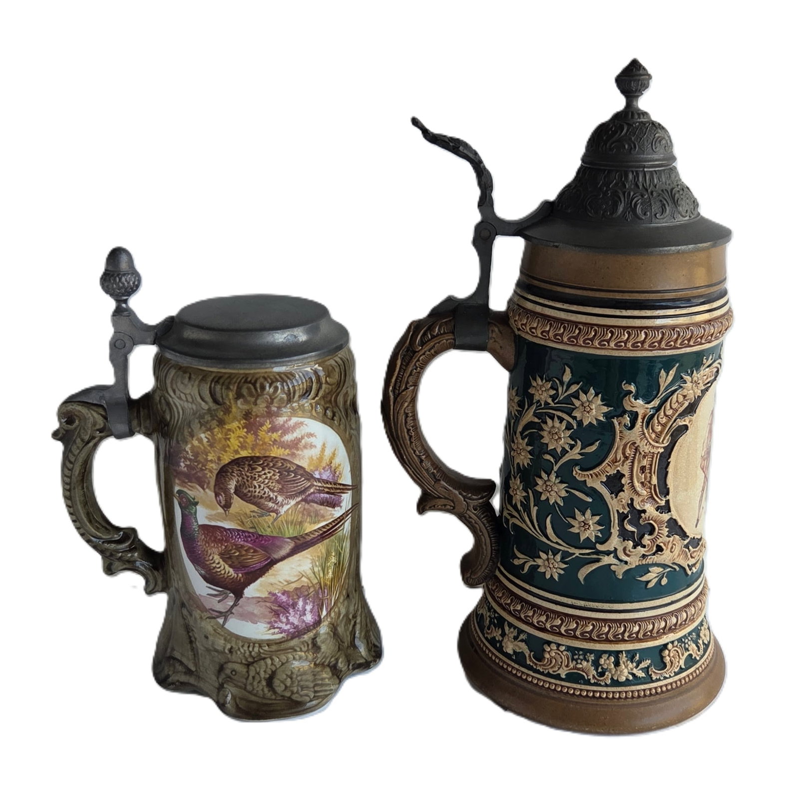 Lot 2 Illustrated Lidded Beer Steins Including Signed Liter Stein and Schrobenhausen Both Transfer (1 of 9)