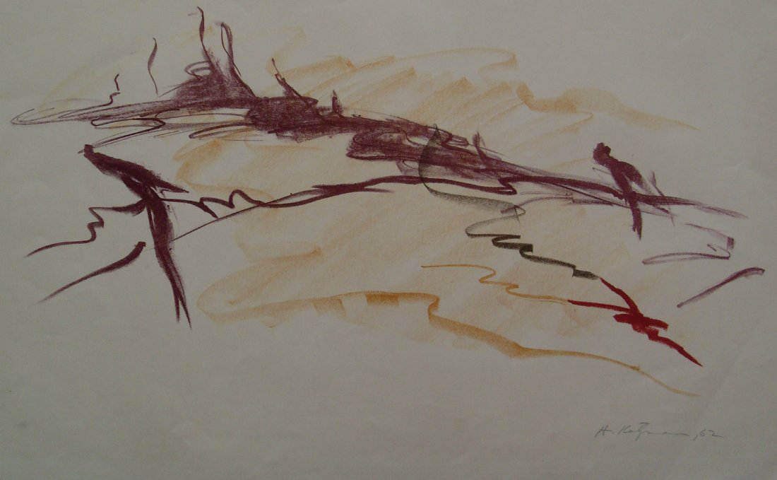 1962 Herbert Katzman Abstract Signed Color Lithograph o: 1962 Herbert Katzman Abstract Signed Color Lithograph on Rives Chicago NY Guggenheim Fellow Fulbright Scholar In MOMA Winner of Krasner Pollock Foundation's Krasner Award Mid-Century Modern MCM AbEx A