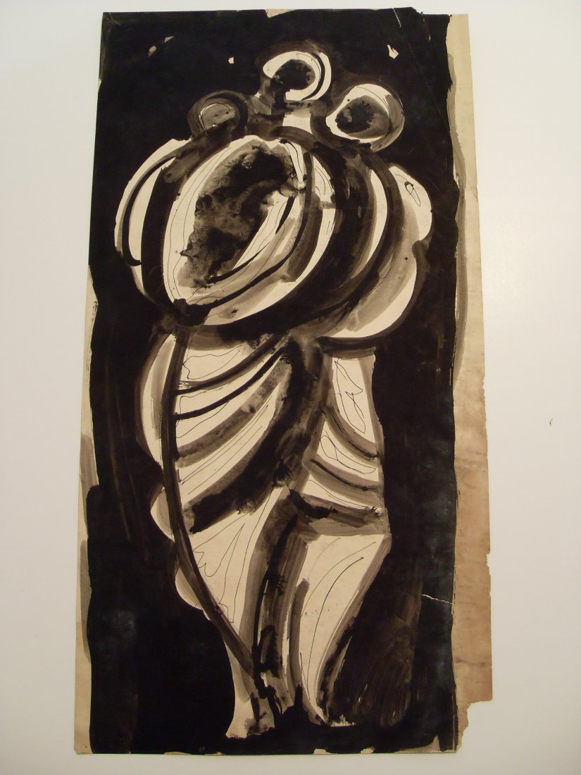 Irving Lehman Standing Figures Original Watercolor Pain: Irving Lehman Standing Figures Original Watercolor Painting en Grisaille by WPA Russian American Manhattan Brooklyn Mid-Century Modern Modernist MCM Artist Richard Stedman Estate Services LLC proudly 