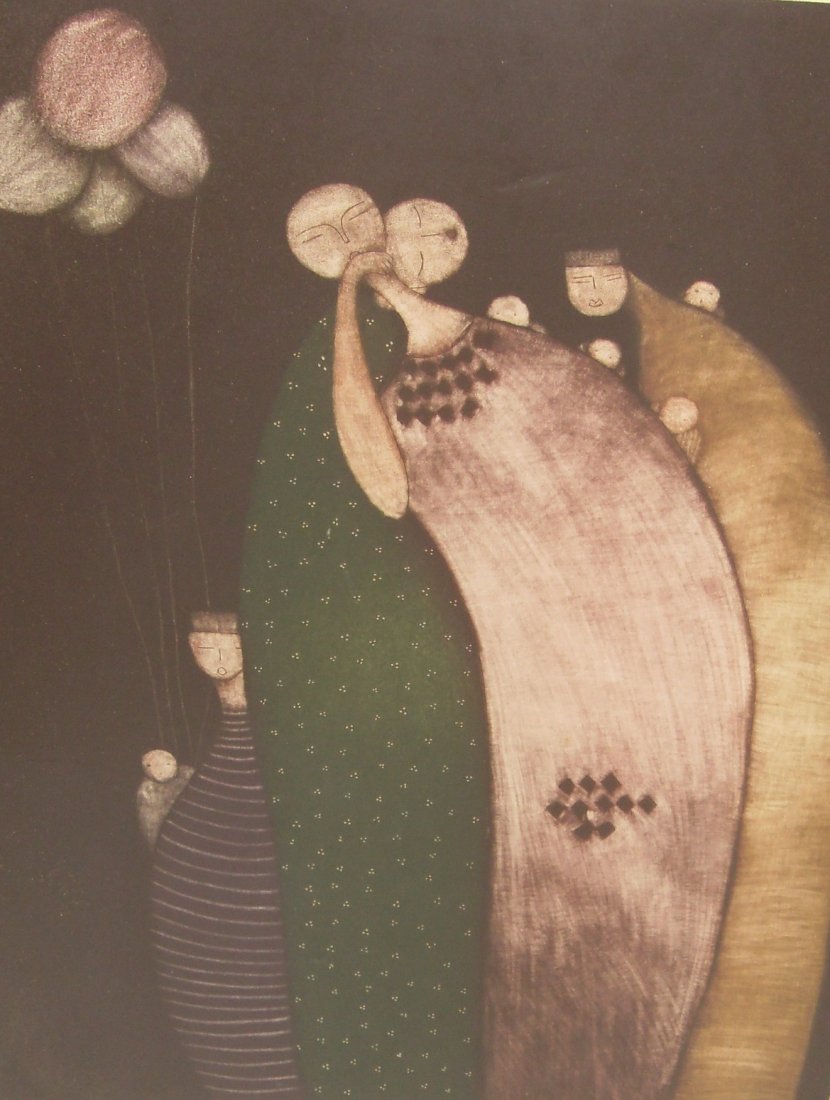 Eng Tay Large Early Colored Etching Carnival Malaysian (1 of 7)