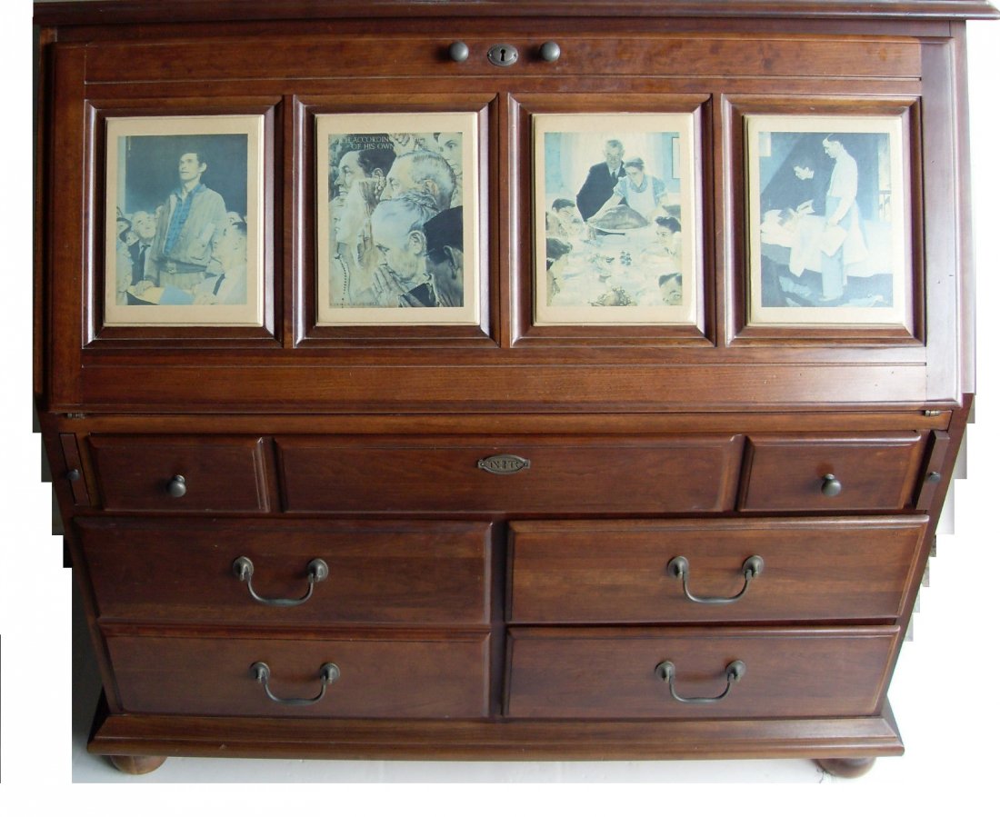 Norman Rockwell Four Freedoms Cherry Secretary Desk Apr 30 2016