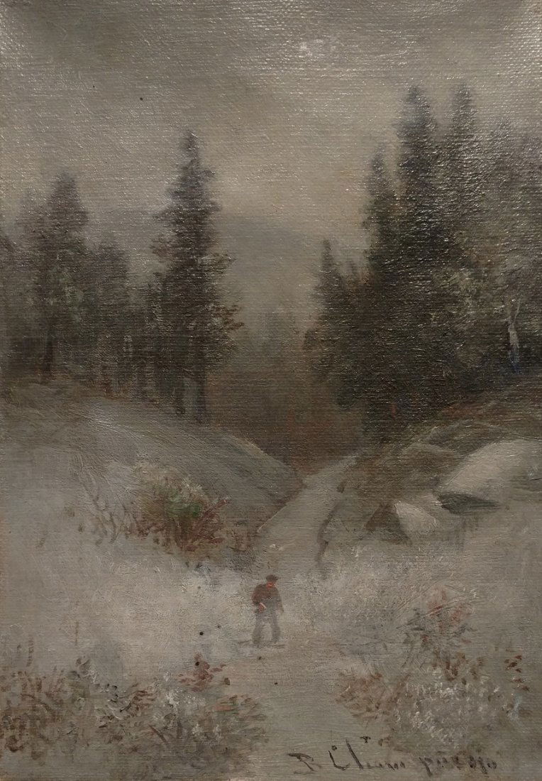 Benjamin Champney Winter Landscape Painting 100yr Prov. (1 of 6)
