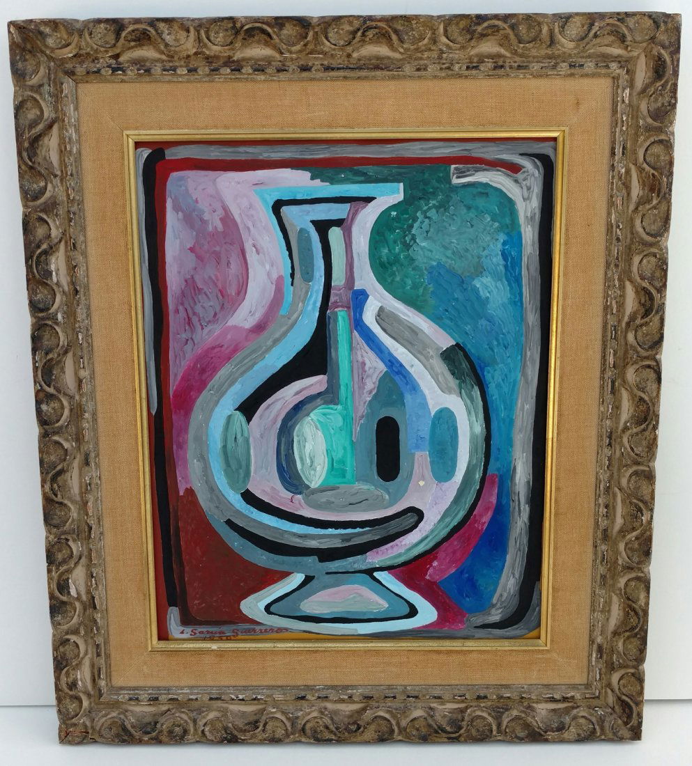 Luis Garcia Guerrero 1958 Abstract Mexican Vase Gouache (1 of 8)