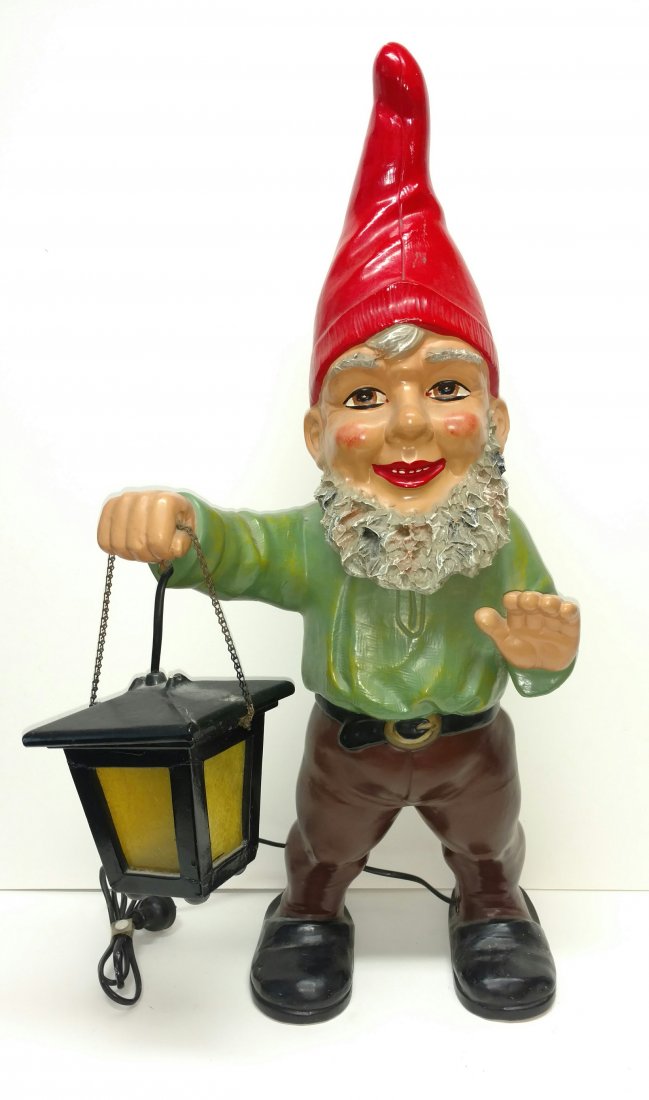 Large 28in West German Terra Cotta Gnome Statue Lamp (1 of 7)