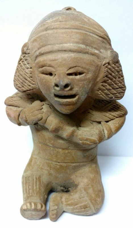 Seated Pre-Columbian Pottery Figure (1 of 4)