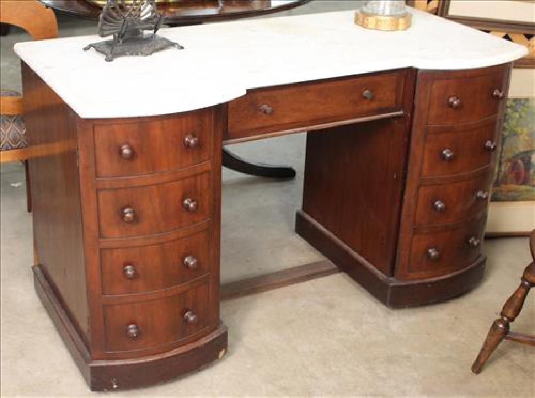 Mahogany antique desk with white marble top (1 of 2)