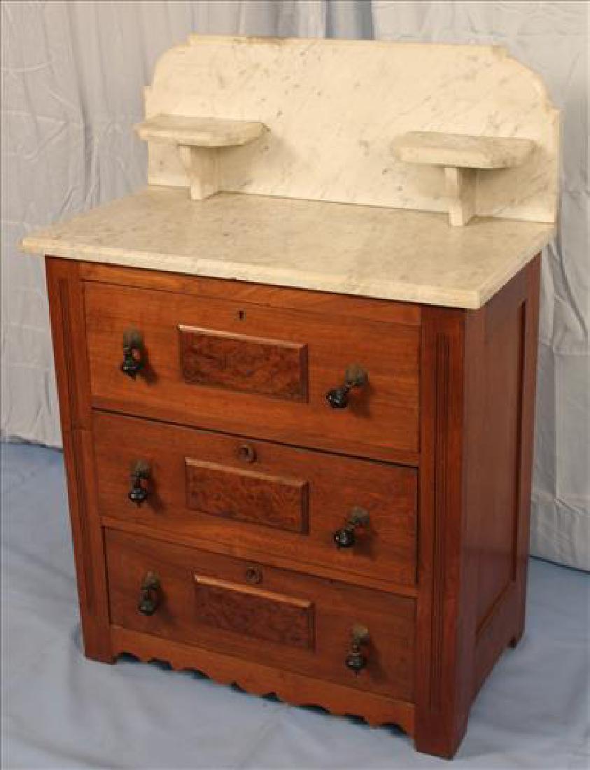 Walnut Victorian washstand with marble top (1 of 3)