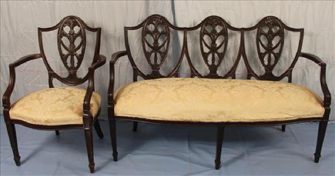 2 piece early mahogany matching settee and chair (1 of 4)