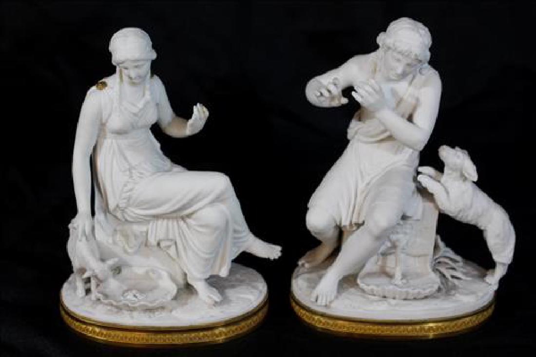 Pair old parian figurines with damage to fingers (1 of 4)