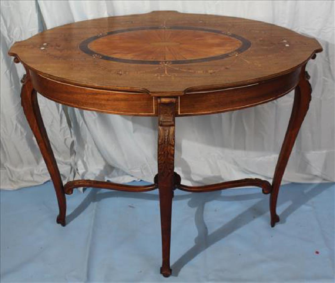 Mahogany oval inlaid banded top center table (1 of 4)