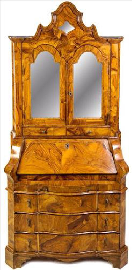 19th Century Italian Olive Wood Two Part Secretary (1 of 4)