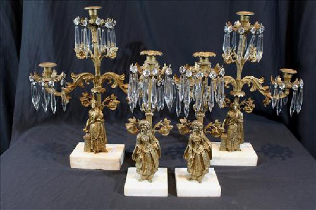 4 piece set of bronze girandoles with prisms (1 of 3)