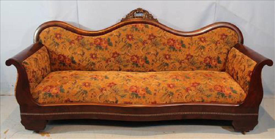 Mahogany Empire sofa with floral upholstery (1 of 4)