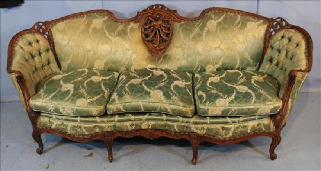 Walnut heavily carved French sofa (1 of 4)