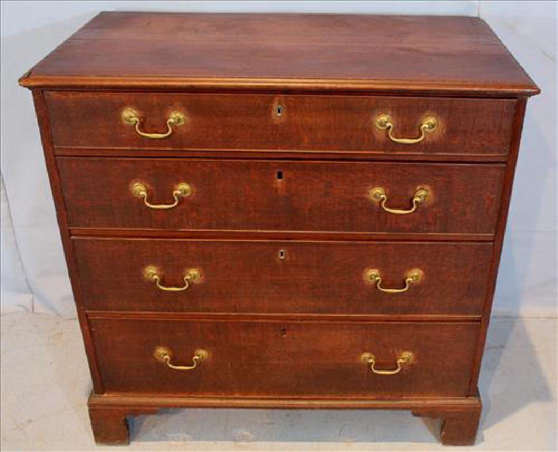 Period oak 4 drawer chest with bracket feet (1 of 3)