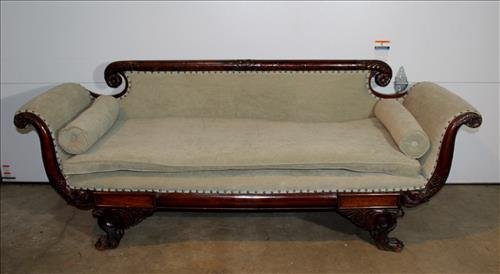 Mahogany Empire sofa with claw feet (1 of 4)