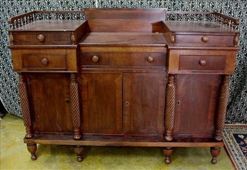 Mahogany sideboard with column front, wood pulls and ga (1 of 5)