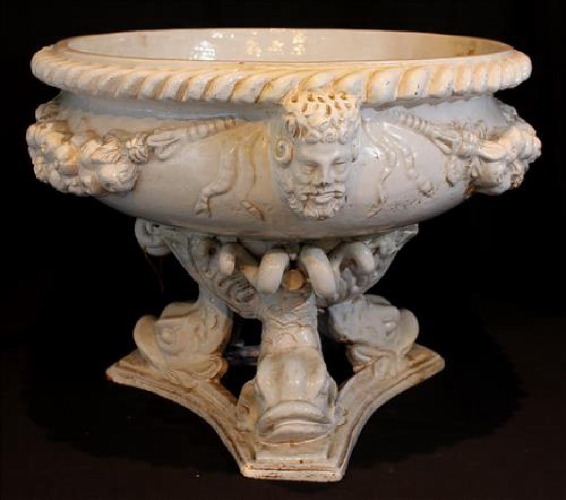 Large 19th Century glazed terracotta planter with (1 of 4)