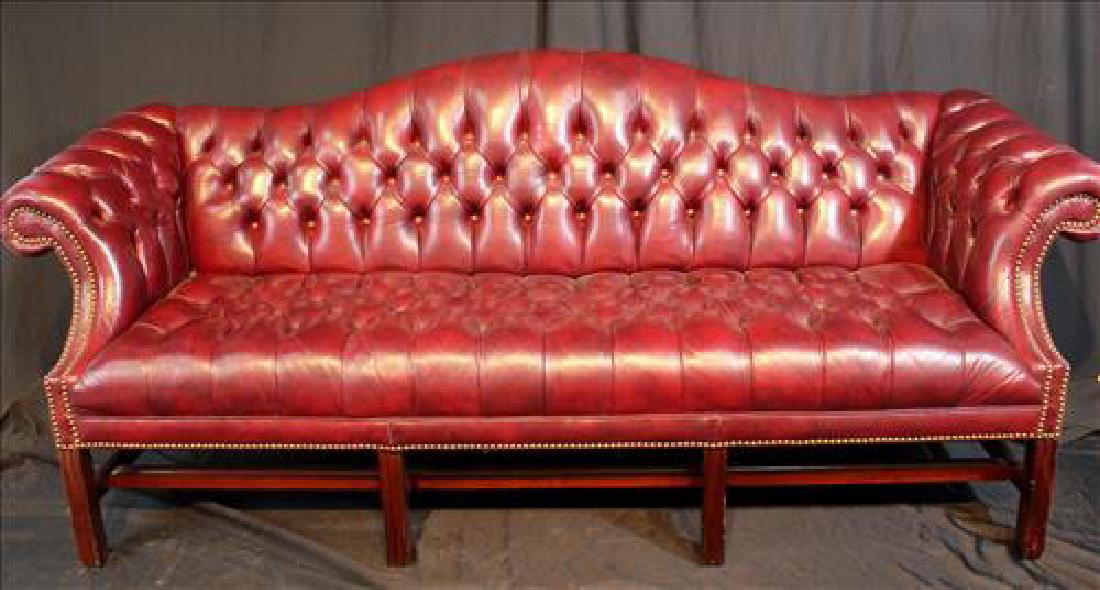 Camel back Chippendale Chesterfield leather sofa w (1 of 2)