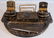 Large black and gold marble ink well, 16 in. W
