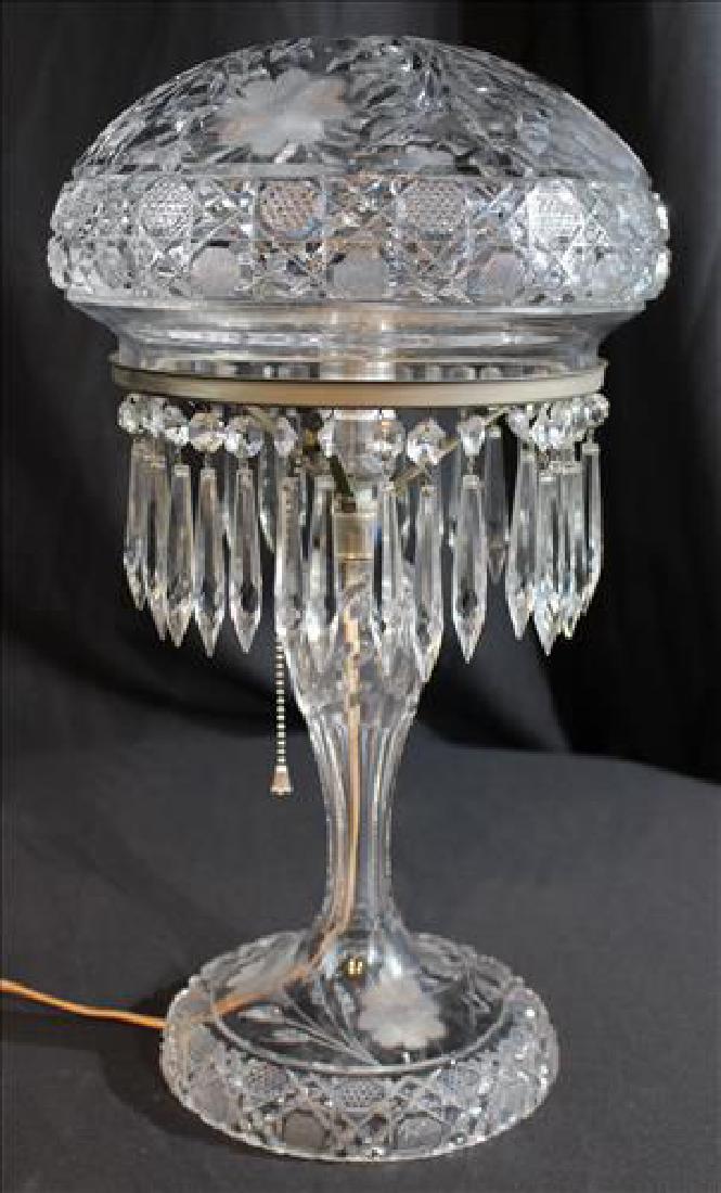 Cut glass lamp with dome shade, 18 in. T. (1 of 4)
